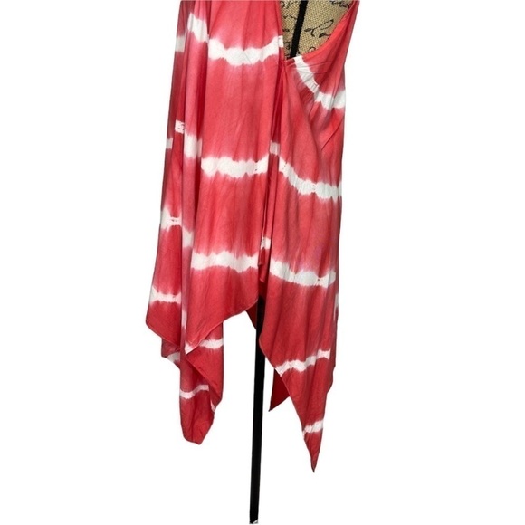 BOUTIQUE Tie Dye Hot Pink Boho Asymmetrical Tunic - Picture 4 of 8